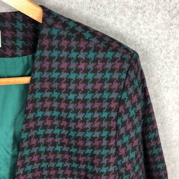 Vintage Alfred Dunner Houndstooth Wool Blend Single Button Blazer Size 16 - Picture 7 of 7